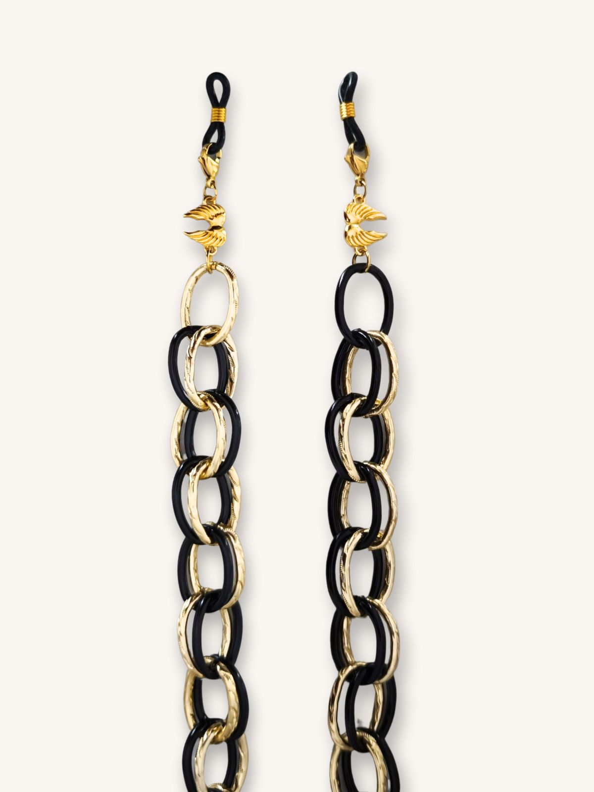 Αλυσίδα Γυαλιών & Κολιέ 2-σε-1 σε Χρυσό και Μαύρο με Χρυσά Φτερά Αγγέλου | Couronne