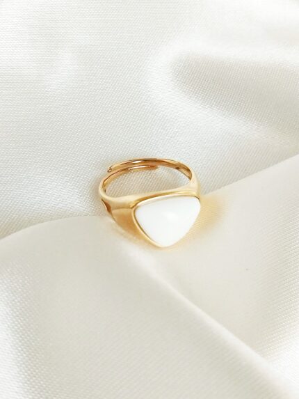 Del Mar χρυσό δαχτυλίδι από ατσάλι με λευκή πέτρα