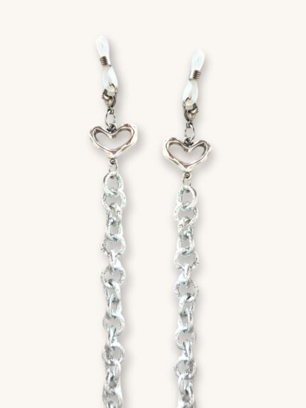 Αλυσίδα Γυαλιών & Κολιέ 2-σε-1 Ασημί με Καρδούλες | Couronne