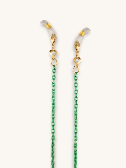 Αλυσίδα Γυαλιών & Κολιέ 2-σε-1 σε Πράσινο Ηλεκτρίκ με Λευκά Κρυσταλλάκια Καρδούλες | Couronne