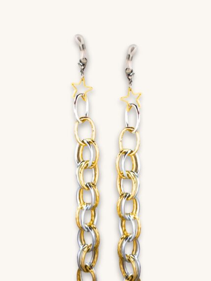 Αλυσίδα Γυαλιών & Κολιέ 2-σε-1 σε Χρυσό και Ασημί με Χρυσά Αστέρια | Couronne