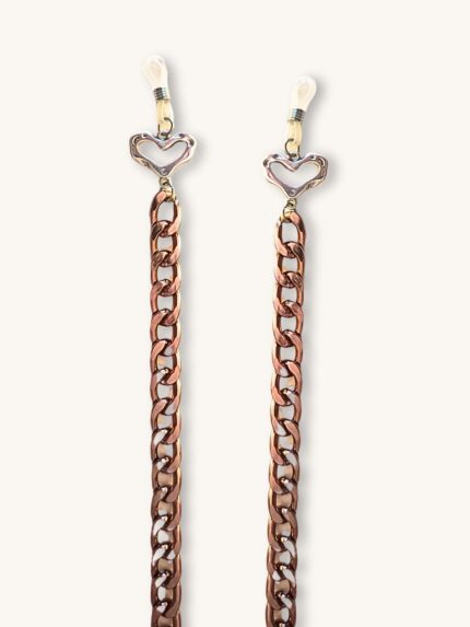 Αλυσίδα Γυαλιών & Κολιέ 2-σε-1 Ροζ Χρυσό με Ασημί Καρδούλες | Couronne