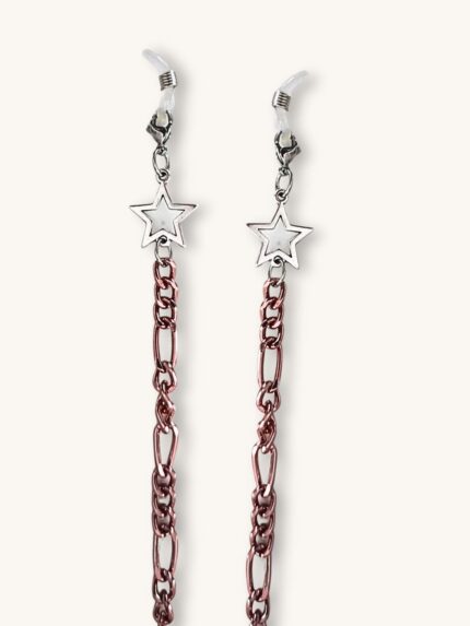 Αλυσίδα Γυαλιών & Κολιέ 2-σε-1 σε Ροζ Χρυσό με Ασημί Αστέρια | Couronne