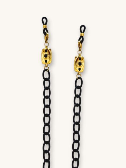 Αλυσίδα Γυαλιών & Κολιέ 2-σε-1 σε Μαύρο Ματ με Χρυσά Στοιχεία | Couronne