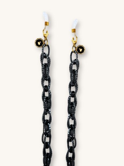 Αλυσίδα Γυαλιών & Κολιέ 2-σε-1 σε Gun Metal με Χρυσές Καρδούλες | Couronne