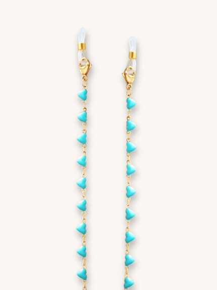 Αλυσίδα Γυαλιών & Κολιέ 2-σε-1 με Τυρκουάζ Καρδούλες | Couronne