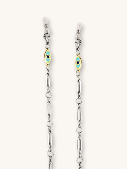 Αλυσίδα Γυαλιών & Κολιέ 2-σε-1 Ασημί με Χρυσά Μάτια | Couronne