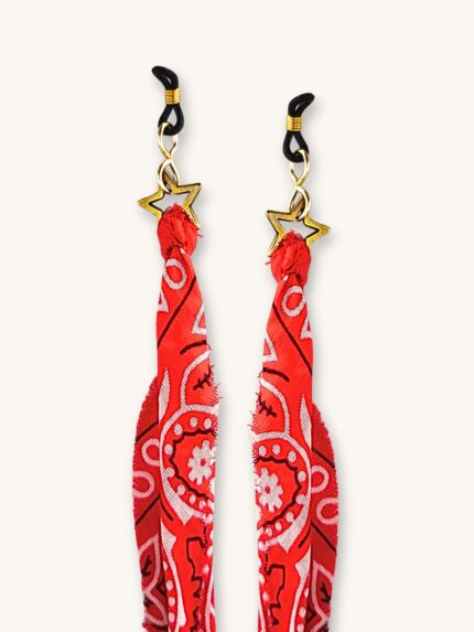 Αλυσίδα Γυαλιών & Κολιέ 2-σε-1 με Κόκκινη Μπαντάνα & Χρυσά Αστέρια | Couronne