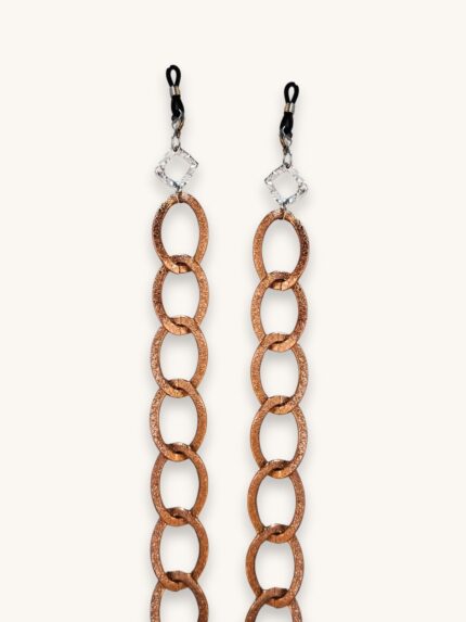 Αλυσίδα Γυαλιών & Κολιέ 2-σε-1 σε Ροζ Χρυσό με Ασημί Γεωμετρικά Στοιχεία | Couronne