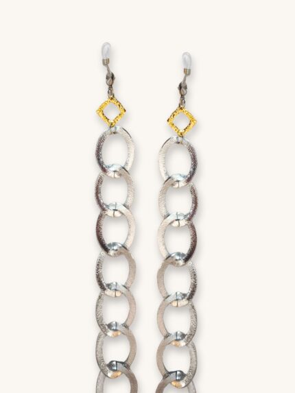 Αλυσίδα Γυαλιών & Κολιέ 2-σε-1 σε Ασημί με Χρυσά Γεωμετρικά Στοιχεία | Couronne