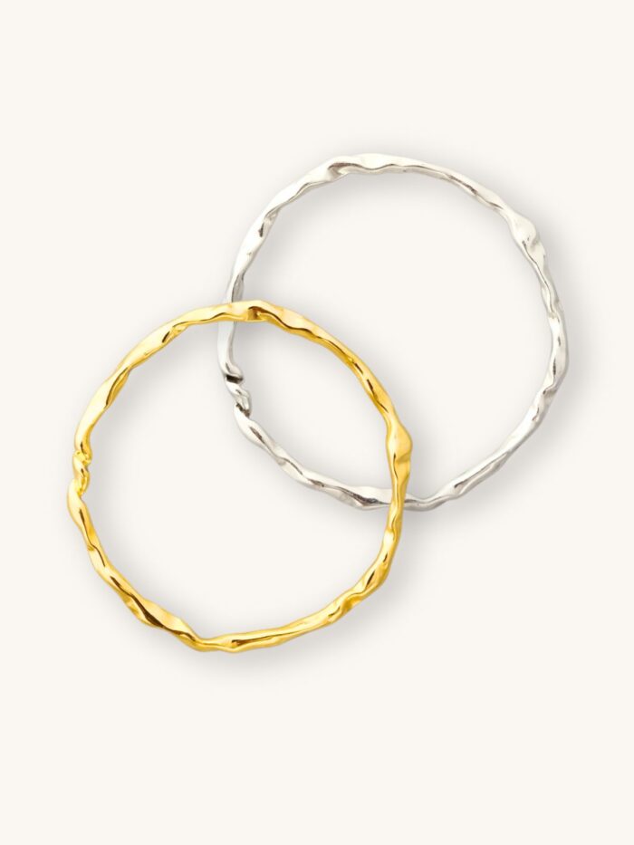 Σετ Βραχιόλια Bangles Χρυσό & Ασημί με Σφυρήλατο Εφέ | Couronne
