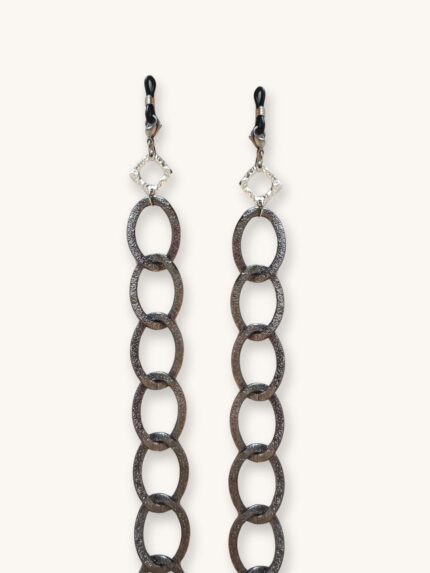 Αλυσίδα Γυαλιών & Κολιέ 2-σε-1 σε Gun Metal με Ασημί Γεωμετρικά Στοιχεία | Couronne