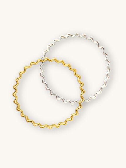 Σετ Βραχιόλια Bangles Χρυσό & Ασημί με Κυματιστό Design | Couronne