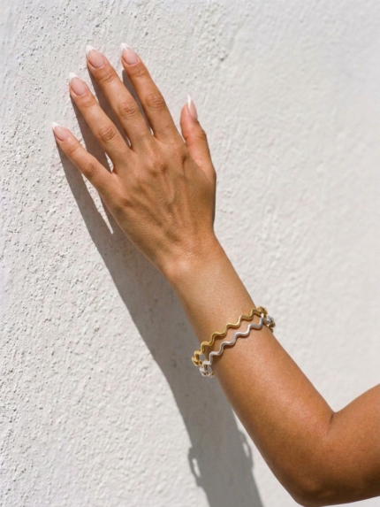 Σετ Βραχιόλια Bangles Χρυσό & Ασημί με Κυματιστό Design | Couronne