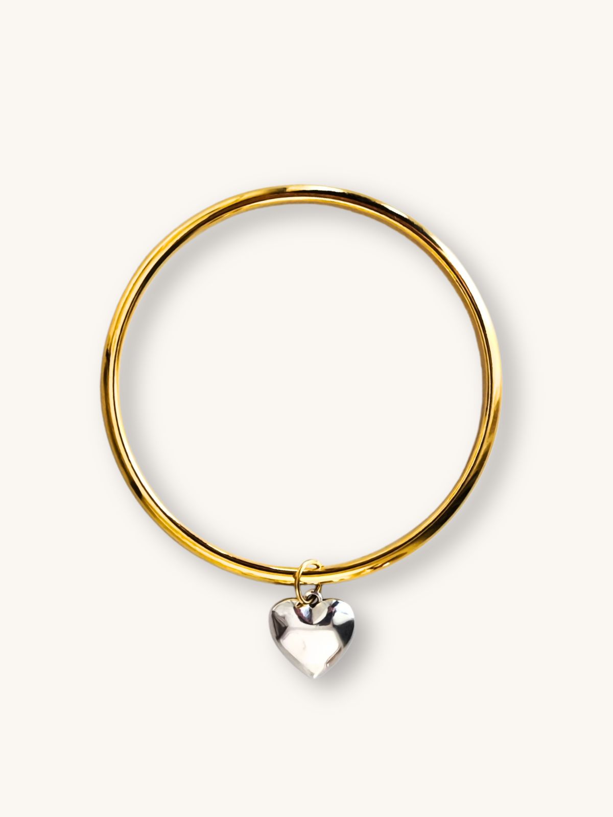 vraxioli-bangle-chryso-me-asimi-kardoula Βραχιόλι Bangle Χρυσό με Ασημί Καρδούλα | Couronne