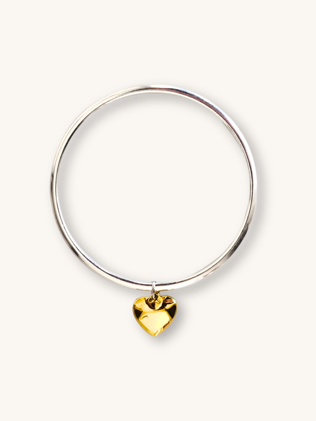 vraxioli-bangle-asimi-me-chrysi-kardoula Βραχιόλι Bangle Ασημί με Χρυσή Καρδούλα | Couronne