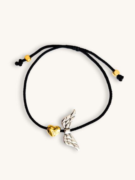 Βραχιόλι Γούρι ’26 με Ασημί Φτερά Αγγέλου & Χρυσή Καρδούλα | Couronne