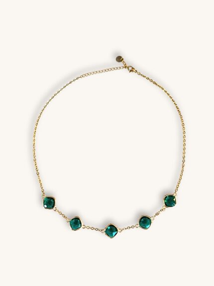 Κολιέ Αλυσίδα σε Χρυσό με Πέντε Σμαραγδί Κρυσταλλάκια | Couronne