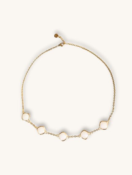 Κολιέ Αλυσίδα σε Χρυσό με Πέντε Λευκά Κρυσταλλάκια | Couronne