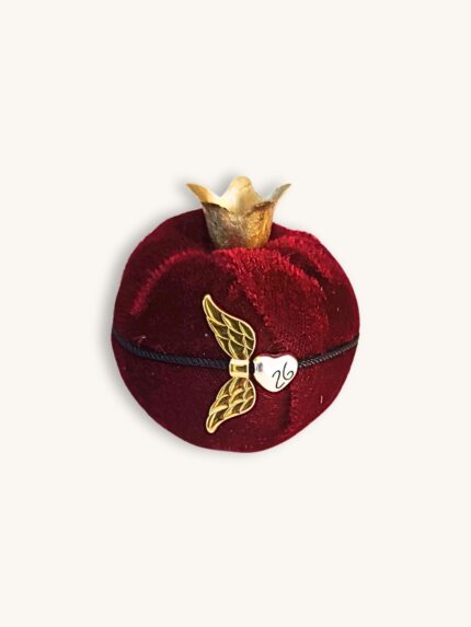 Γούρι ’26 Σετ με Μικρό Βελούδινο Μπορντώ Ρόδι & Βραχιόλι με Φτερά Αγγέλου | Couronne