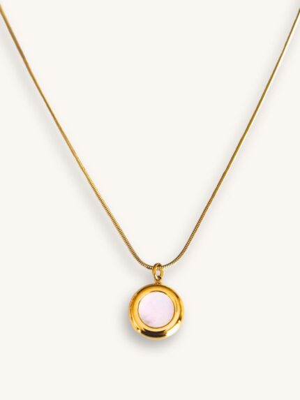 Κολιέ Αλυσίδα Χρυσό με Στρόγγυλο Φιλντισένιο Charm | Couronne