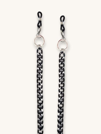 Αλυσίδα Γυαλιών & Κολιέ 2-σε-1 σε Gun Metal με Ασημί Στρογγυλά Στοιχεία | Couronne