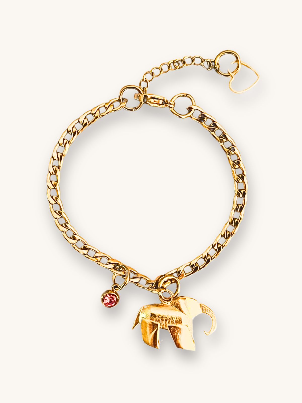 vrachioli-alysida-se-xryso-me-elefantaki-kai-roz-krystallaki Βραχιόλι Αλυσίδα σε Χρυσό με Ελεφαντάκι και Ροζ Κρυσταλλάκι | Couronne