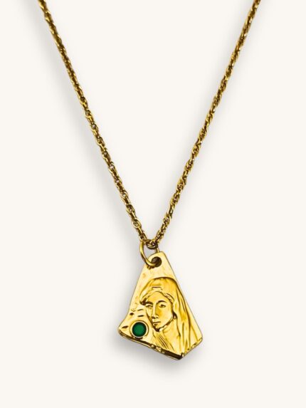 Κολιέ Αλυσίδα Χρυσό με το Πρόσωπο της Παναγίας | Couronne