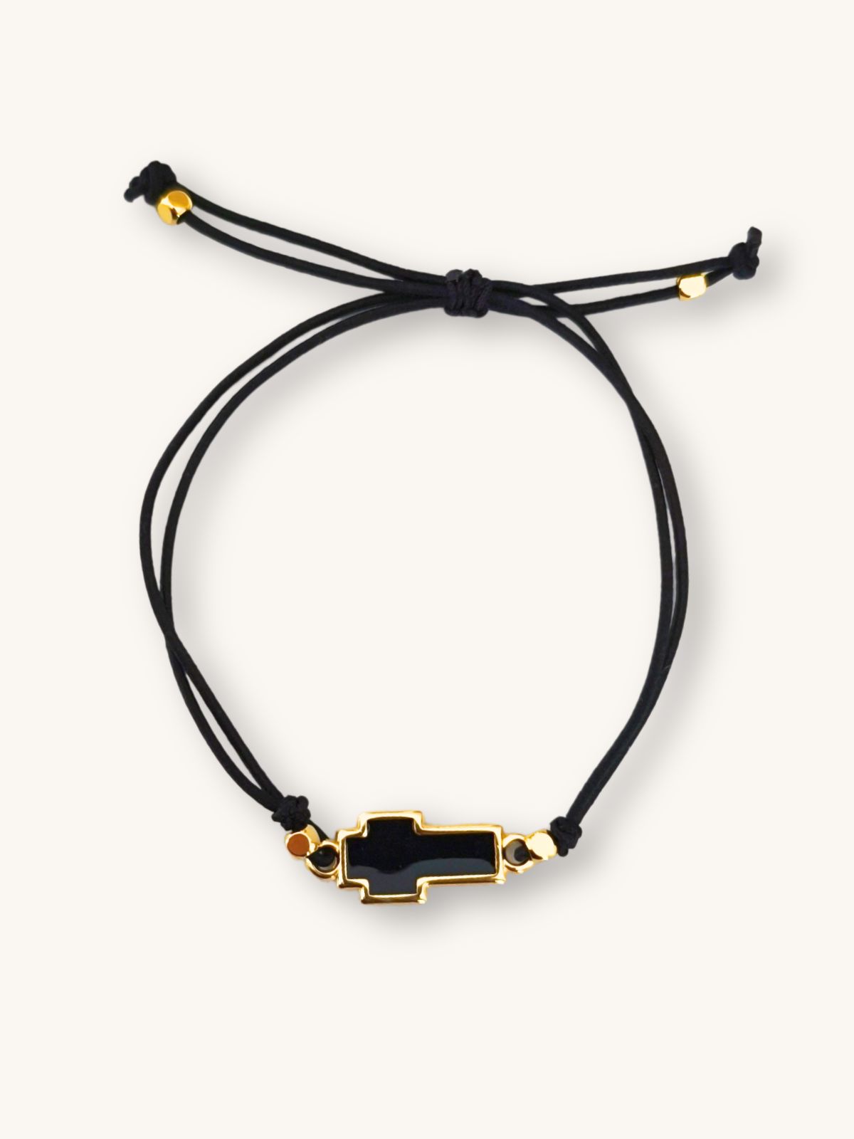 Βραχιόλι Κορδόνι με Μαύρο Σταυρό και Χρυσές Λεπτομέρειες | Couronne