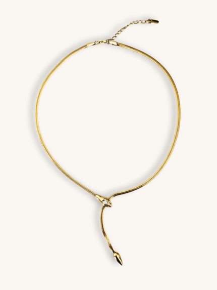 Κολιέ Αλυσίδα Φιδέ σε Χρυσό με Φίδι & Κρυσταλάκι | Couronne