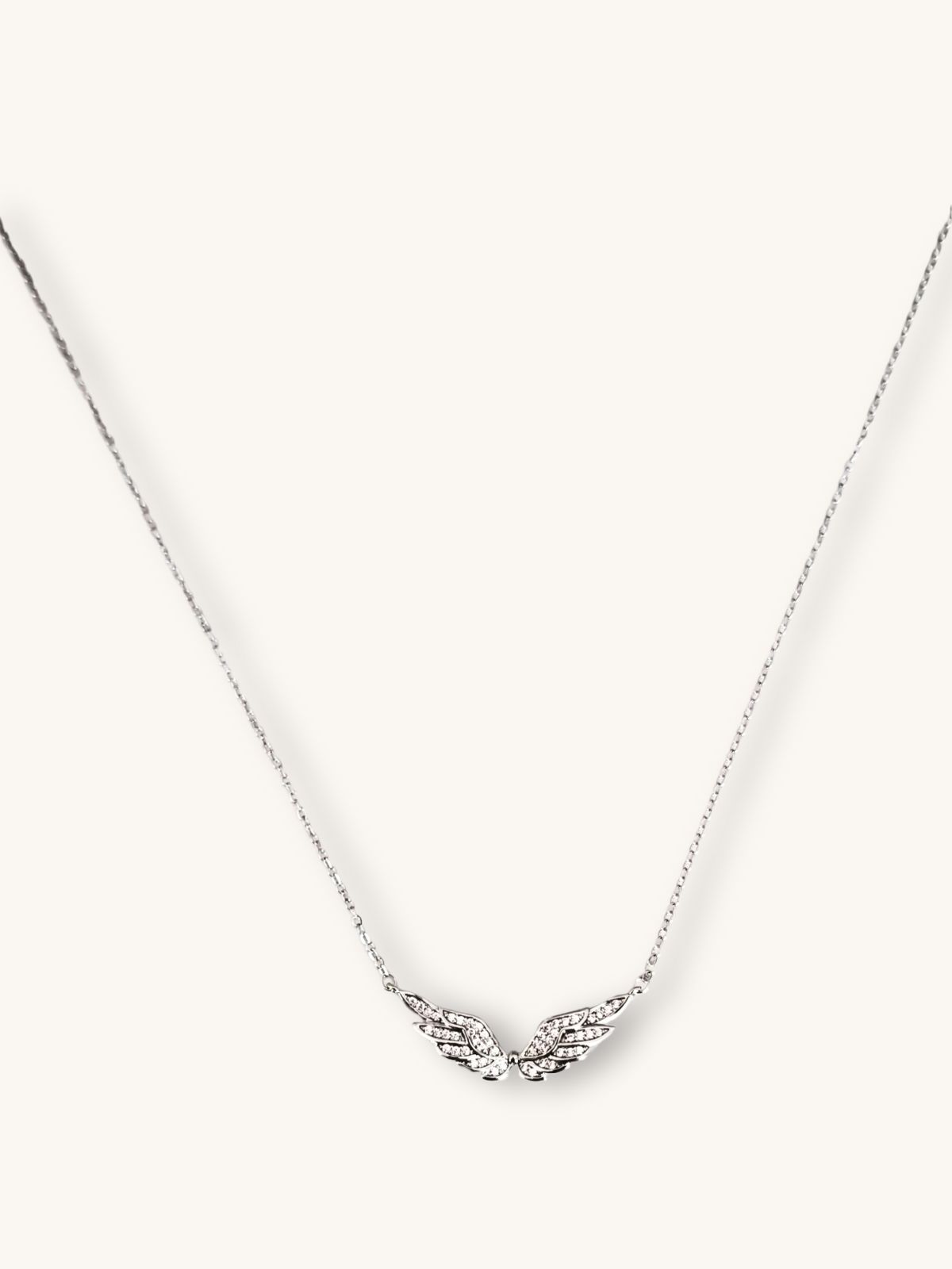kolie-lepti-alysida-asimi-ftera-aggelou-zirkonia Κολιέ Λεπτή Αλυσίδα σε Ασημί με Φτερά Αγγέλου και Ζιρκόνια | Couronne