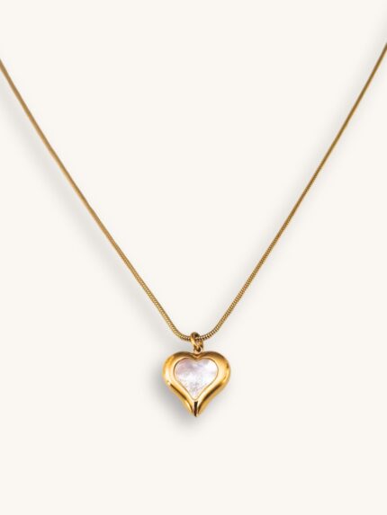 Κολιέ Αλυσίδα Χρυσό με Φιλντισένιο Charm Καρδιά | Couronne