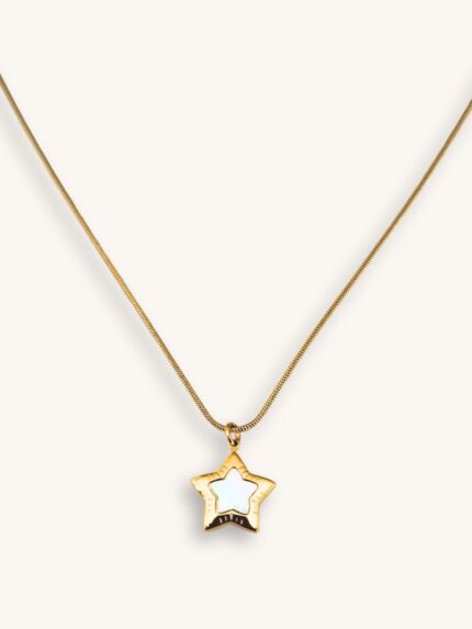 Κολιέ Αλυσίδα Χρυσό με Φιλντισένιο Αστέρι Charm | Couronne