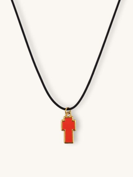 Κολιέ Κορδόνι με Μικρό Σομόν Σταυρό | Couronne