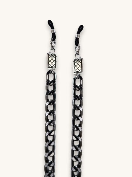 Αλυσίδα Γυαλιών & Κολιέ 2-σε-1 σε Gun Metal με Ασημί Boho Στοιχεία | Couronne