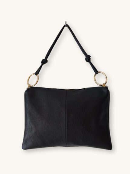 Μαύρη Δερμάτινη Τσάντα Φάκελος | Couronne