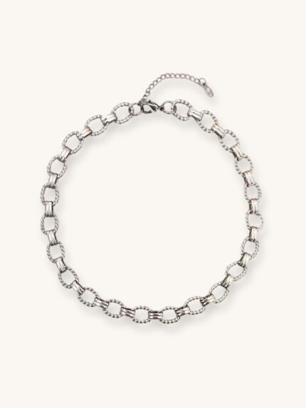 Κολιέ Ασημί με Αλυσίδα και Εναλλάξ Πλεκτούς Κρίκους | Couronne