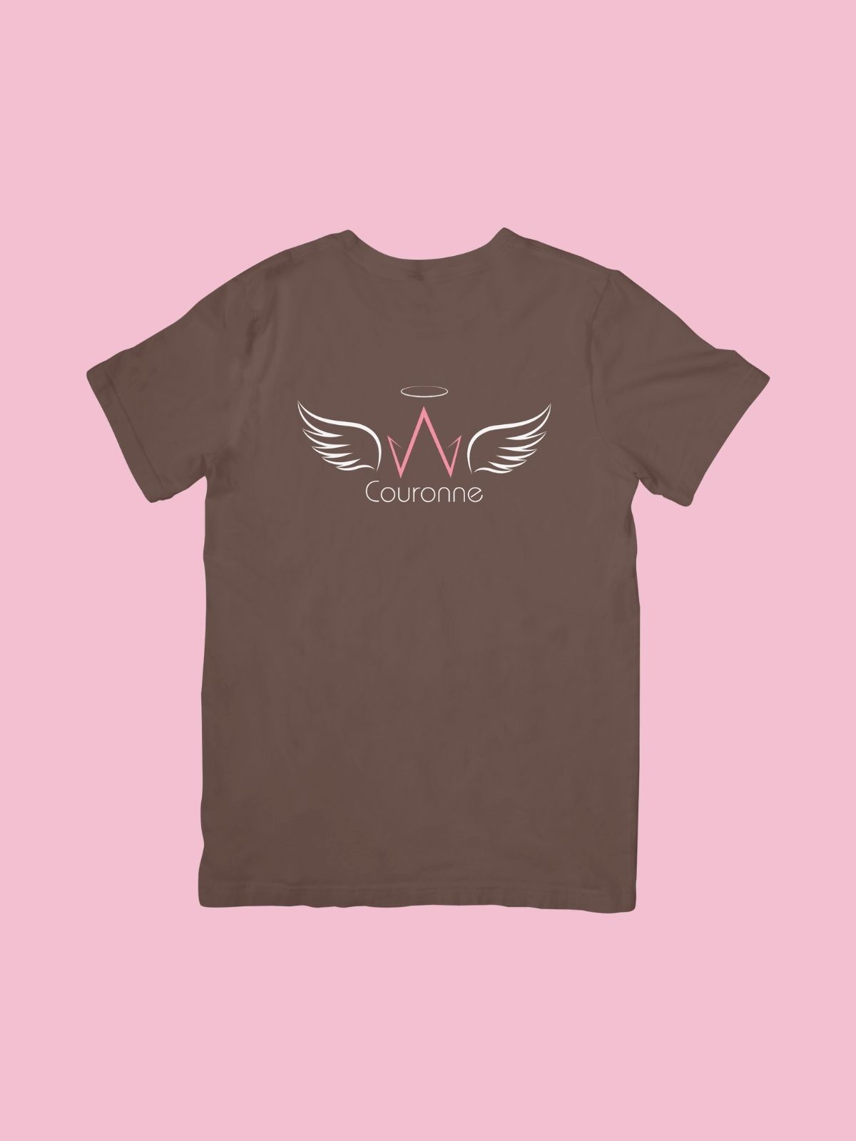 Καφέ Βαμβακερό T-Shirt Couronne με Φτερά & Φωτοστέφανο