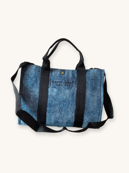 Τσάντα Ώμου Denim David Jones με Μαύρο Χερούλι και Λουρί | Couronne