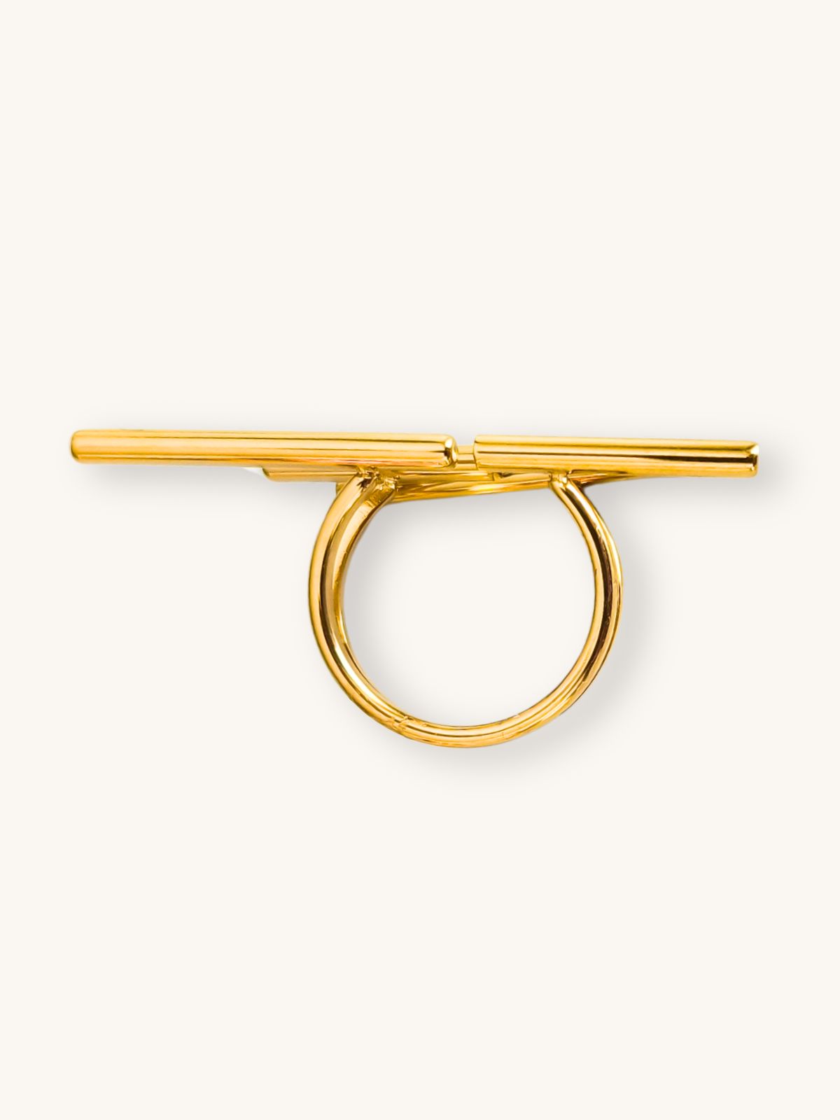 Χρυσό Ατσάλινο Δαχτυλίδι Statement με Abstract Γραμμές