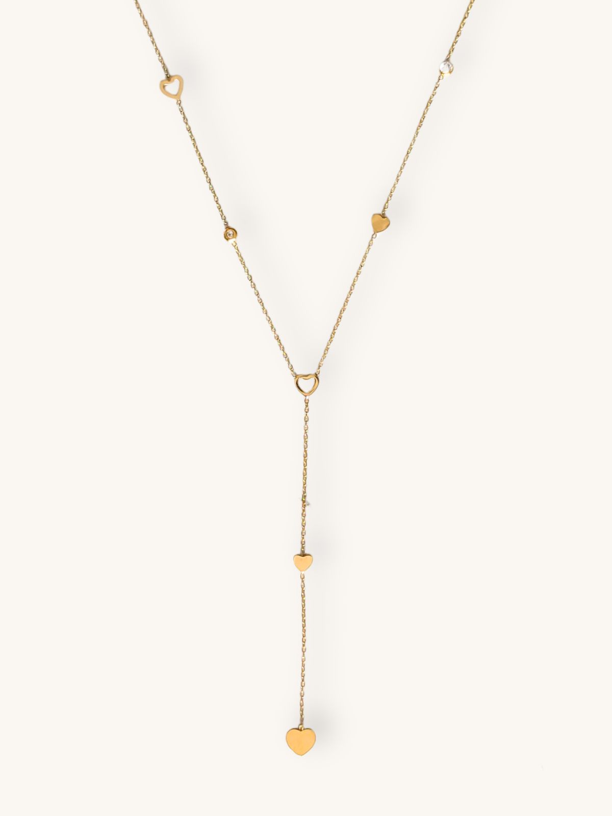 kolie-chryso-grabata-lepti-alysida-kardoules-zirkoniakia Κολιέ Χρυσό Γραβάτα με Λεπτή Αλυσίδα και Καρδούλες με Ζιρκονάκια | Couronne