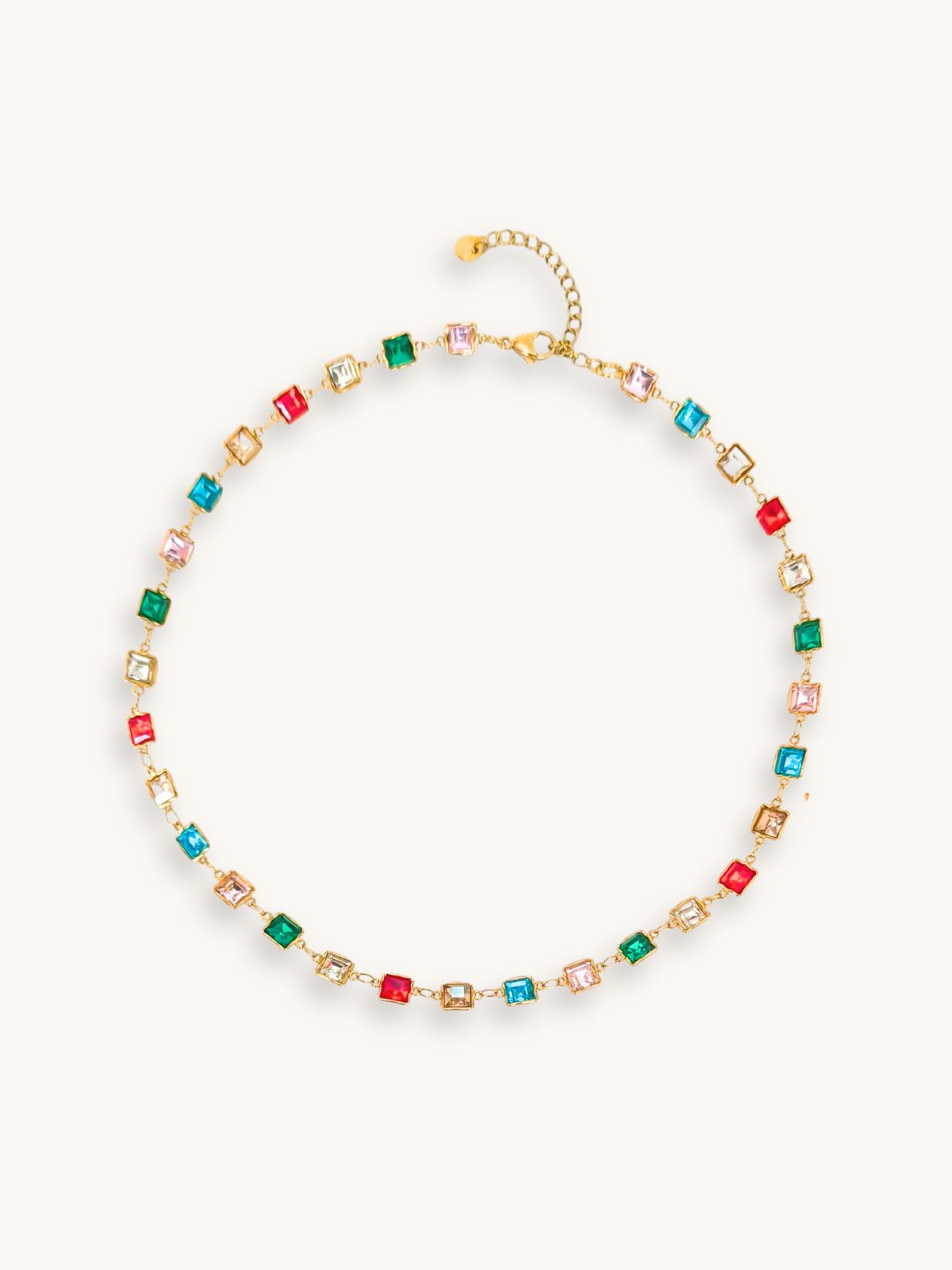 kolie-alysida-polychroma-tetragona-krystallakia Κολιέ Αλυσίδα με Πολύχρωμα Τετράγωνα Κρυσταλλάκια | Couronne