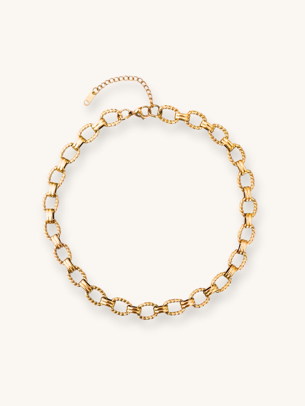 Κολιέ Χρυσό με Αλυσίδα και Εναλλάξ Πλεκτούς Κρίκους | Couronne