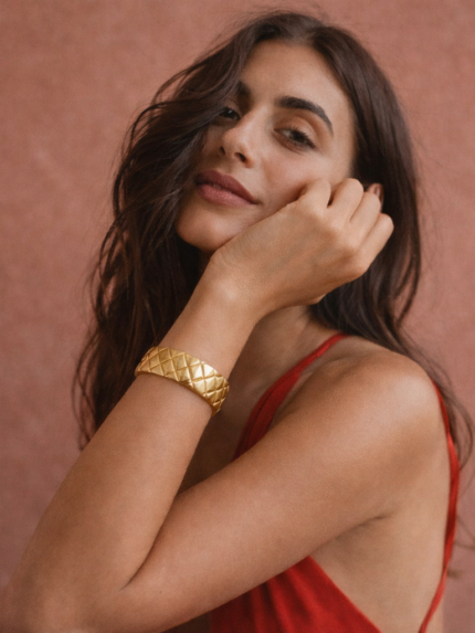 Βραχιόλι Bangle Χρυσό με Γεωμετρικό Μοτίβο | Couronne