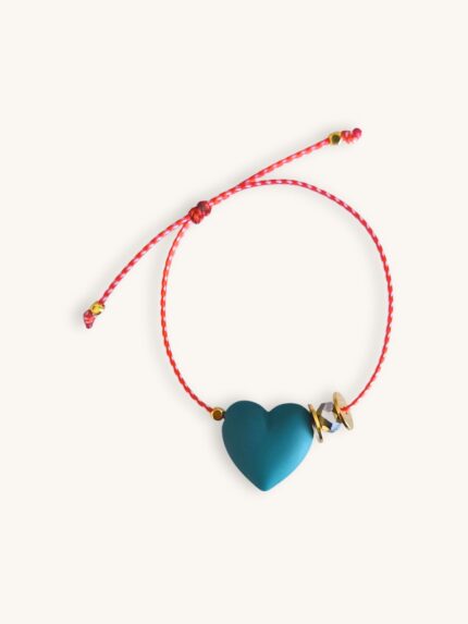 Μαρτάκι Βραχιόλι με Πετρόλ Καρδιά & Χρυσά Στοιχεία | Couronne