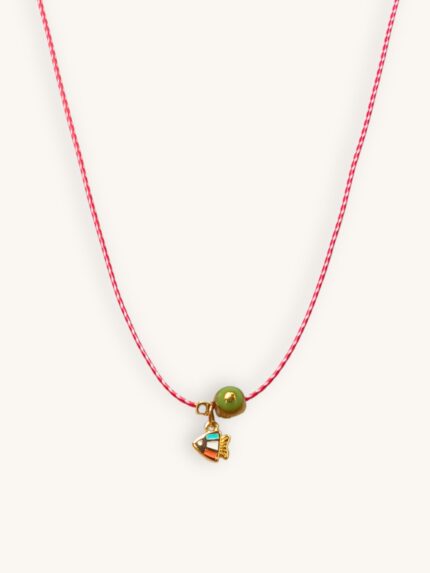 Μαρτάκι Κολιέ Βραχιόλι με Τρίχρωμο Χρυσό Ψαράκι & Σμαραγδί Ματάκι | Couronne