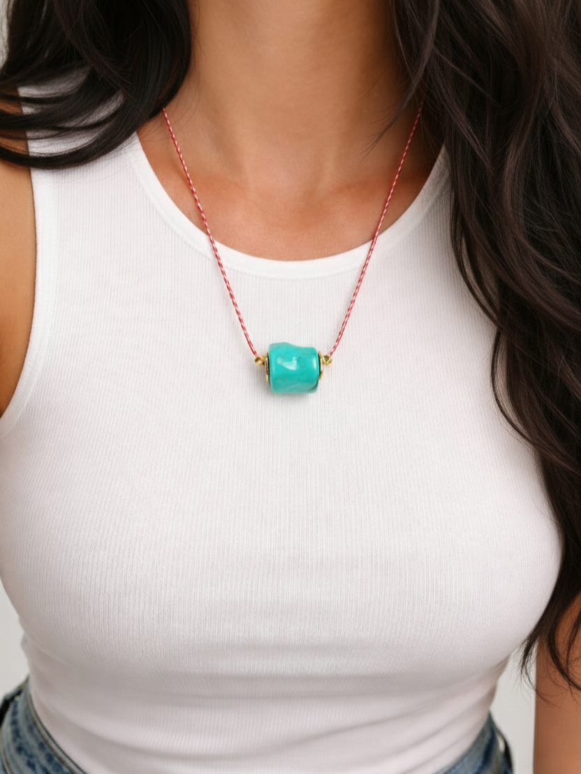 martaki-vrachioli-tyrouaz-abstract-chryso/ Μαρτάκι Κολιέ με Τυρκουάζ Abstract Πέτρα & Χρυσά Στοιχεία | Couronne