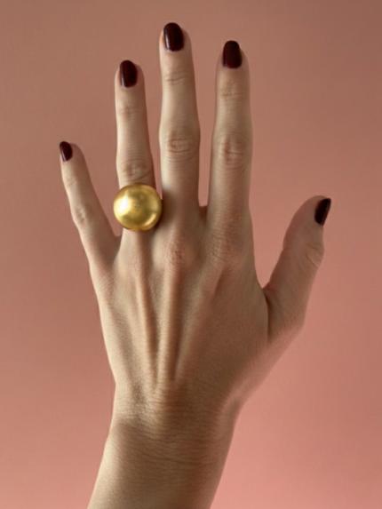 Χρυσό Δαχτυλίδι Σφαίρα με Ματ Βουρτσισμένο Ατσάλι | Couronne