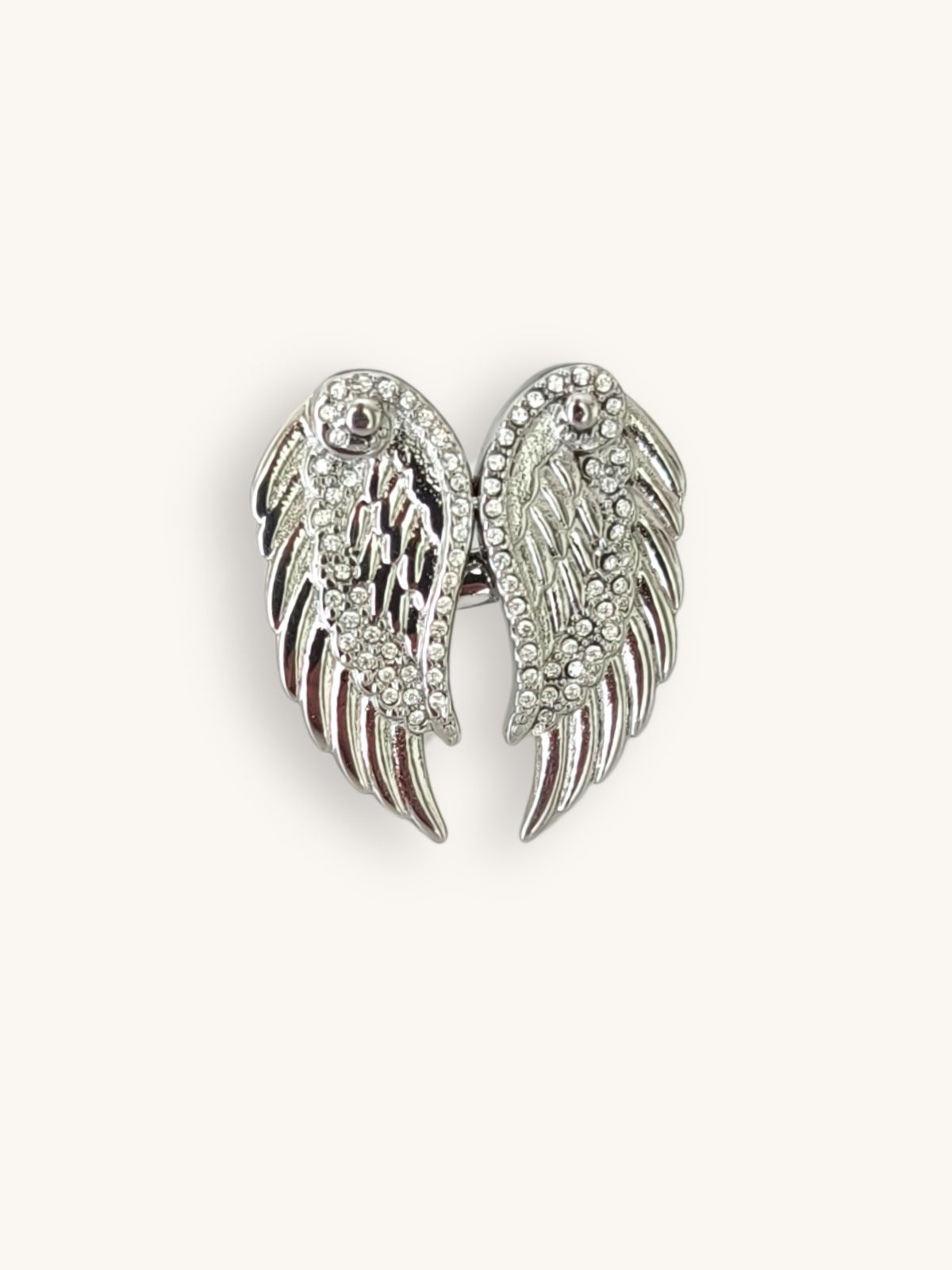 Ασημί ατσάλινο δαχτυλίδι με σχέδιο φτερά αγγέλου