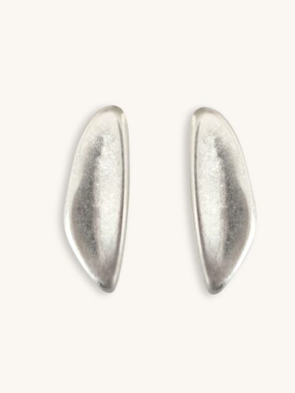 Ασημί σκουλαρίκια σε σχήμα φύλλου με καρφωτό κούμπωμα